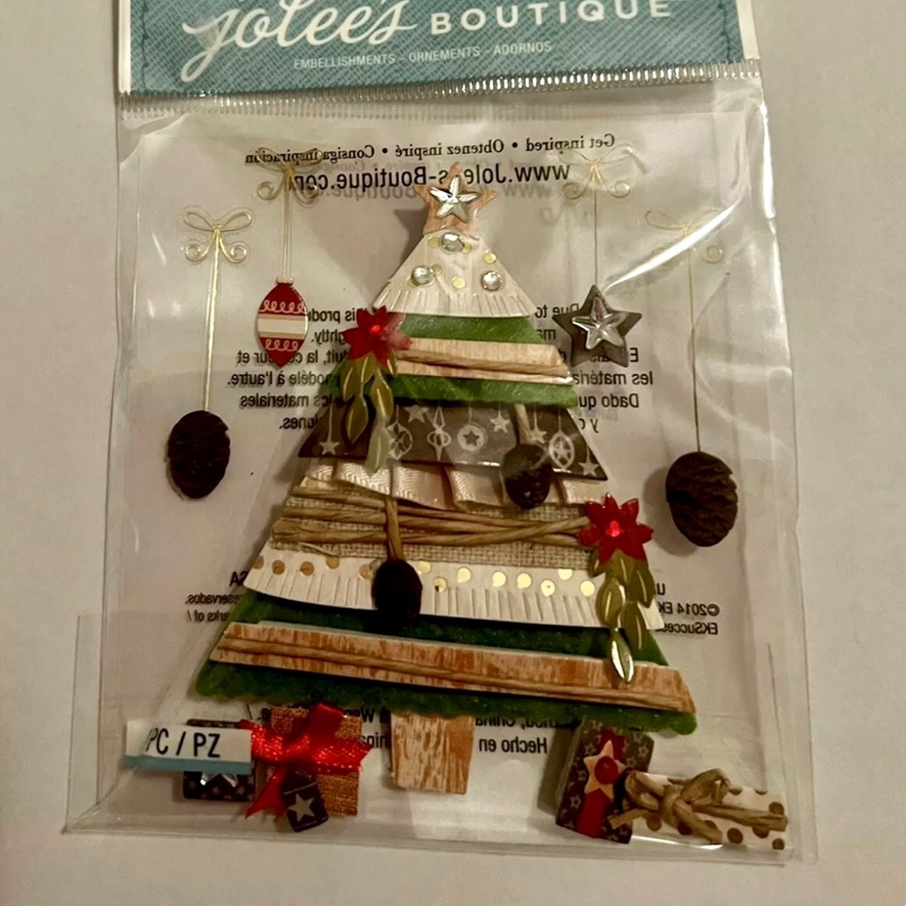 TWO: Jolees 3D Holiday Gifts & Tree Decorated Christmas Bulbs Bows Scrapbook …